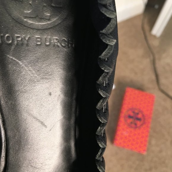Tory Burch Reese Mestico Black Leather Tassel Ballerina Flats 8 - Picture 12 of 12